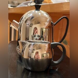 Retro MCM Cosy Manto Tea Pot/Borosilicate Glass & Stainless Steel+creamer/ NWOT